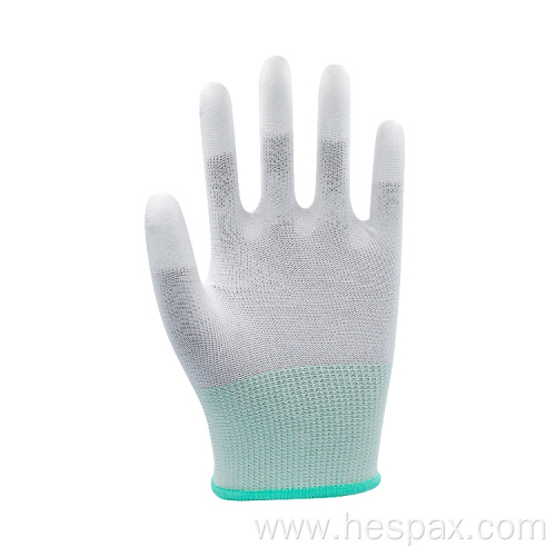 Hespax White Polyester Electrical PU Safety Gloves Work